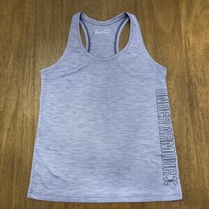 Under Armour Womens M HeatGear Tank Top Purple Gray Racerback Loose Fit Logo